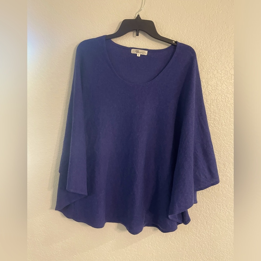 MY TRIBE Women’s blue batwing top size small SILK WOOL ALPACA BLEND size small